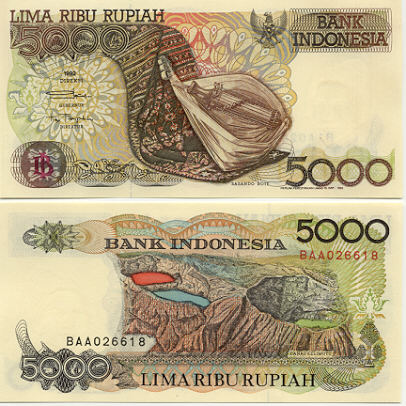 UANG KERTAS DI INDONESIA DARI MASA KE MASA 67-1992-rp-5000